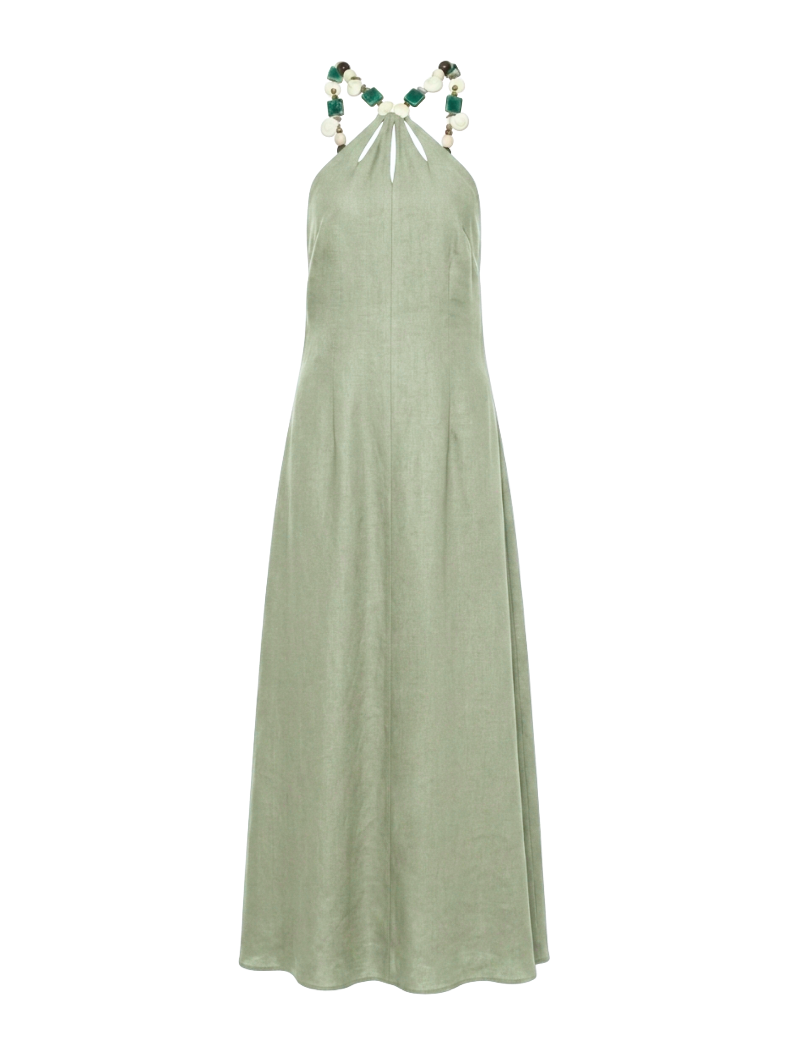 seafoam green dresses AZULU Dakota Dress in Septdenim Size:US 24W / UK 28 / EU 54 Caicos Cut-Out Halterneck Maxi Cold water hand wash