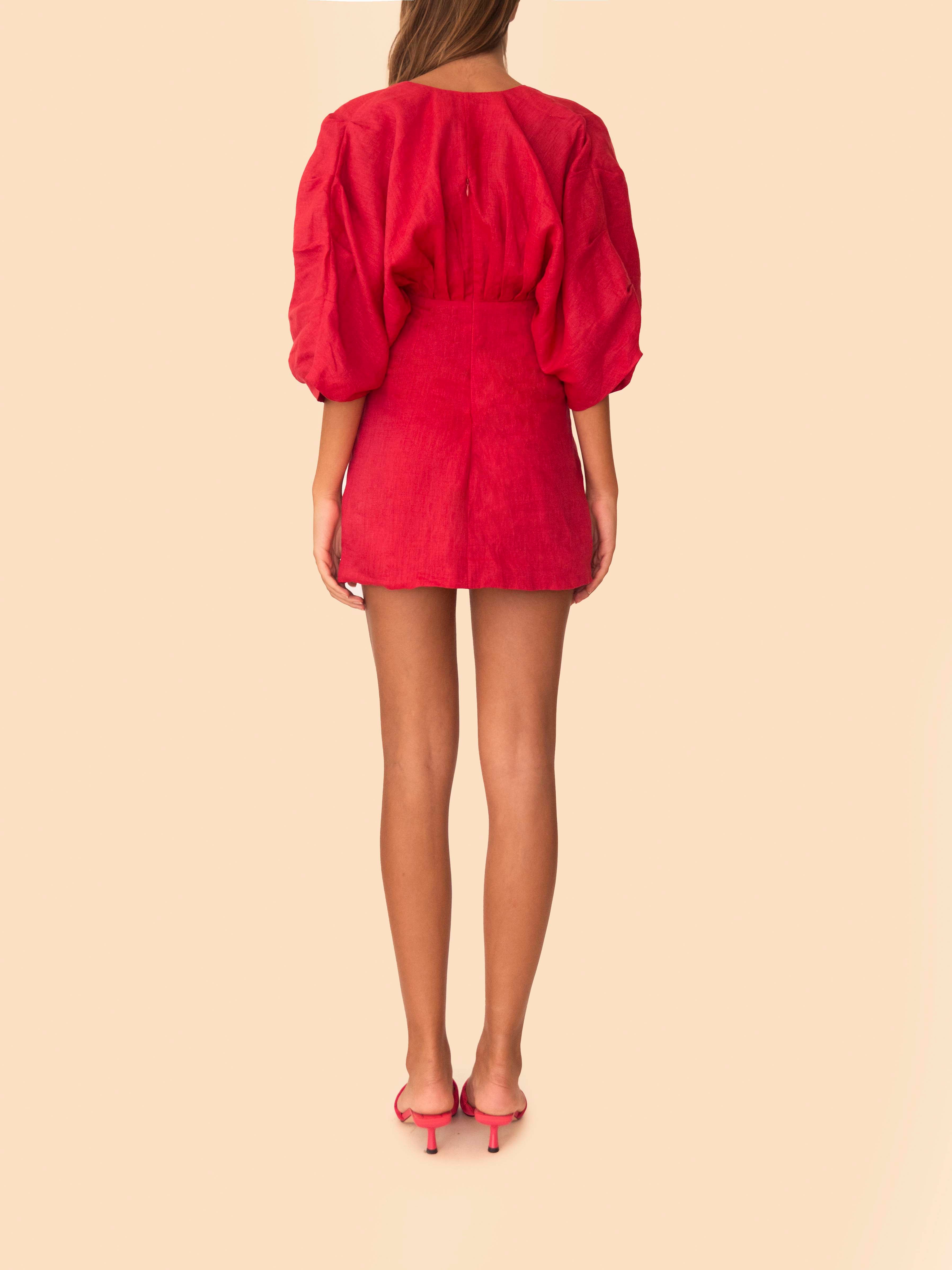 ruffle mini dress in cherry red ASOS Design - Slouchy Hip Godet Mini Dress - Women - Polyester - 6 US