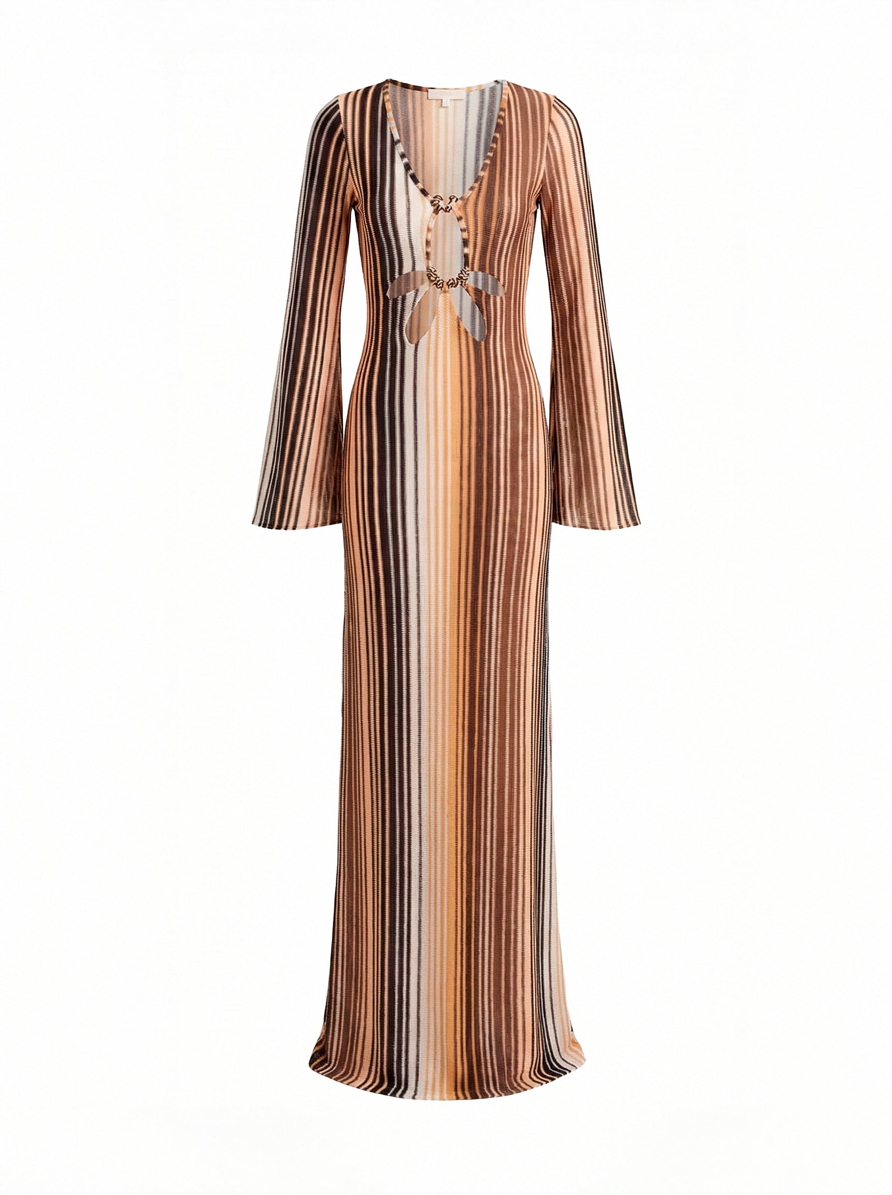 DALI DRESS BROWN MULTI STRIPE