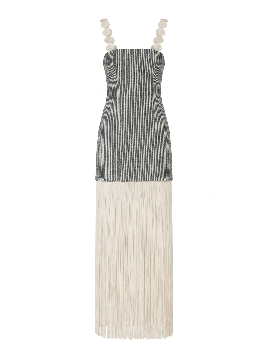 ELENA DRESS GREEN STRIPES