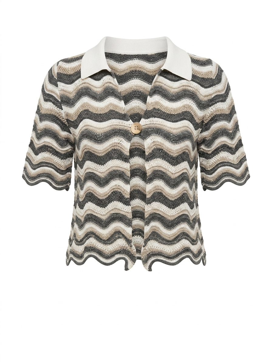 MARTINA TOP GREEN WITH BEIGE STRIPES