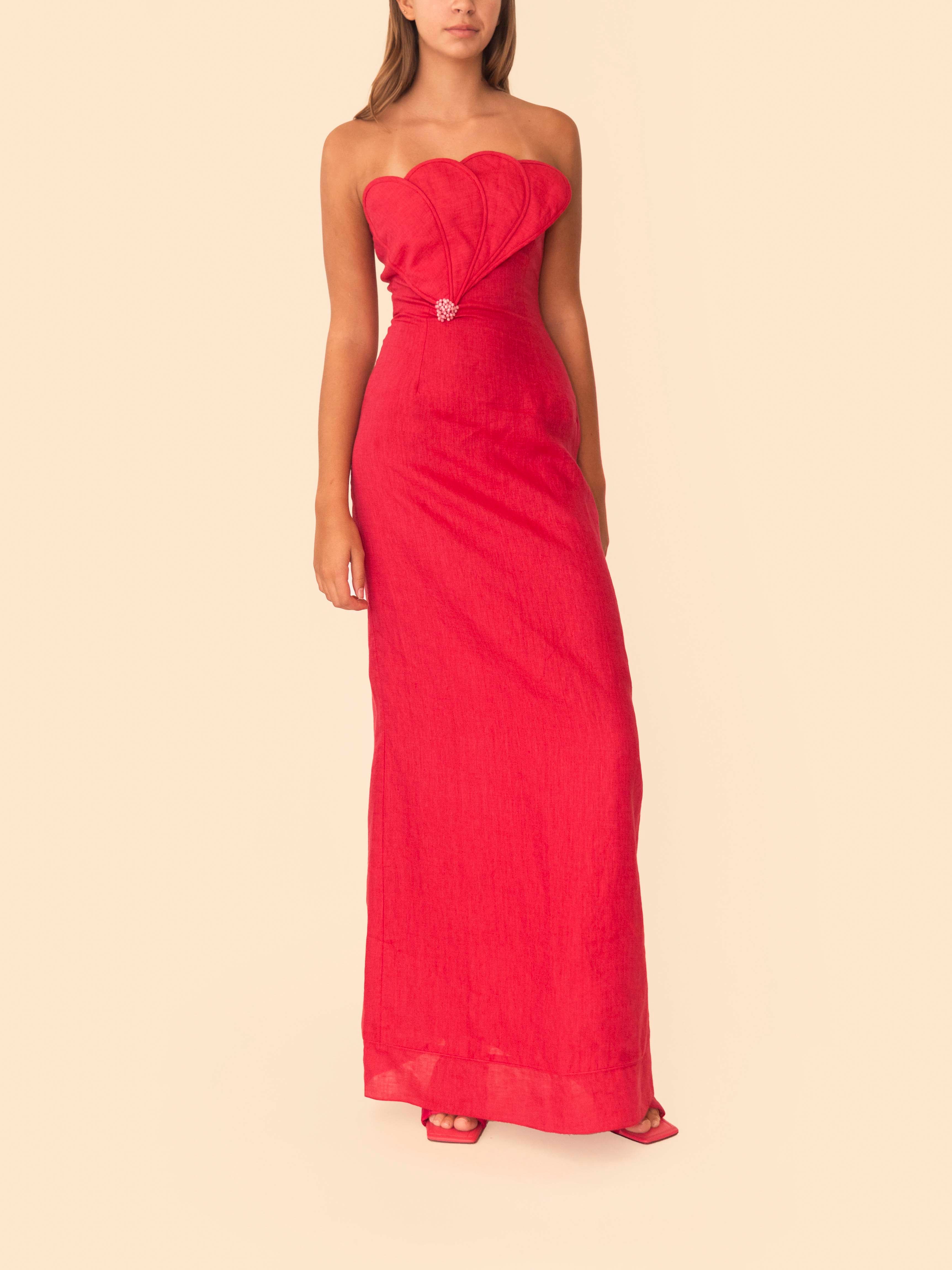 BIANCA DRESS CHERRY RED