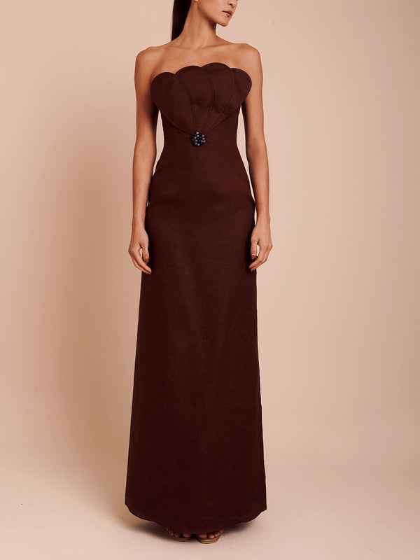 BIANCA DRESS UMBER BROWN