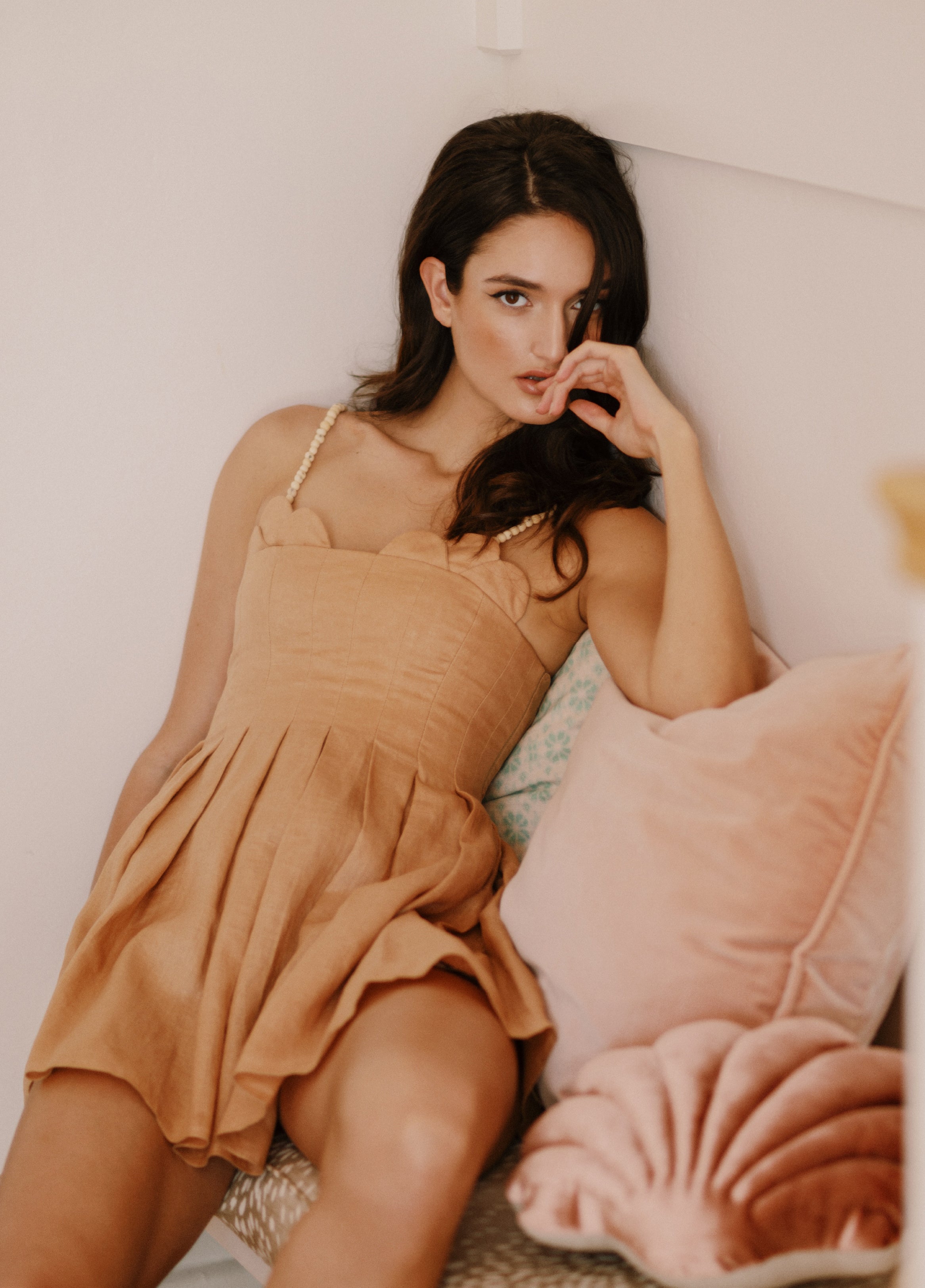 chinese dress ladies Azulu Jagger Scalloped Strapless Linen Mini Dress chinese dress ladies Azulu Jagger Scalloped Strapless Linen Mini Dress