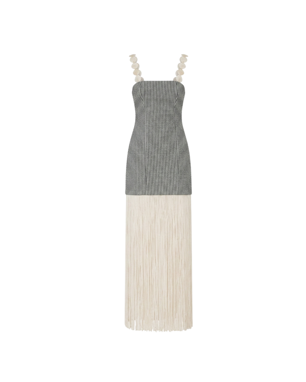 ELENA DRESS GREEN STRIPES