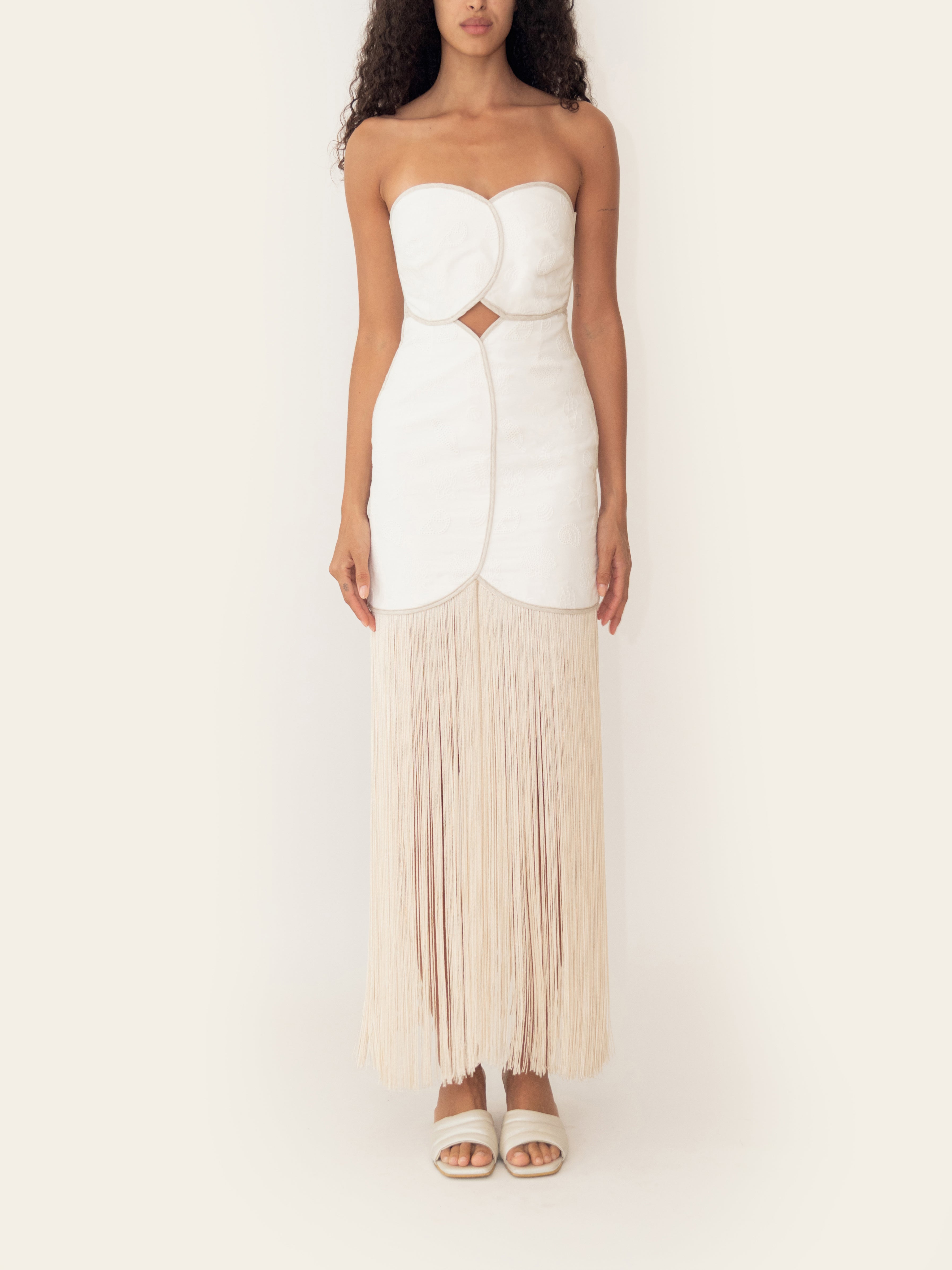 JOAQUINA DRESS DEEP SEA BLUE SEASHELLS