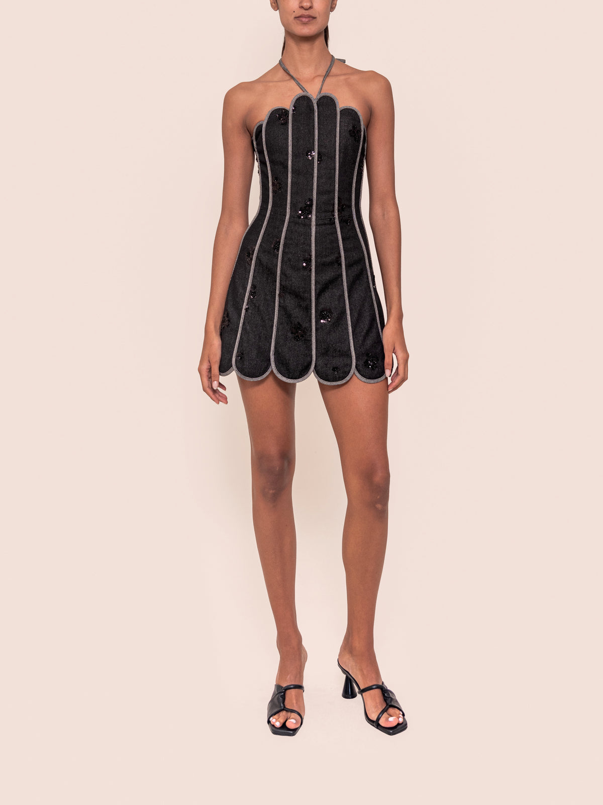 LENNY DRESS DARK BLACK DENIM