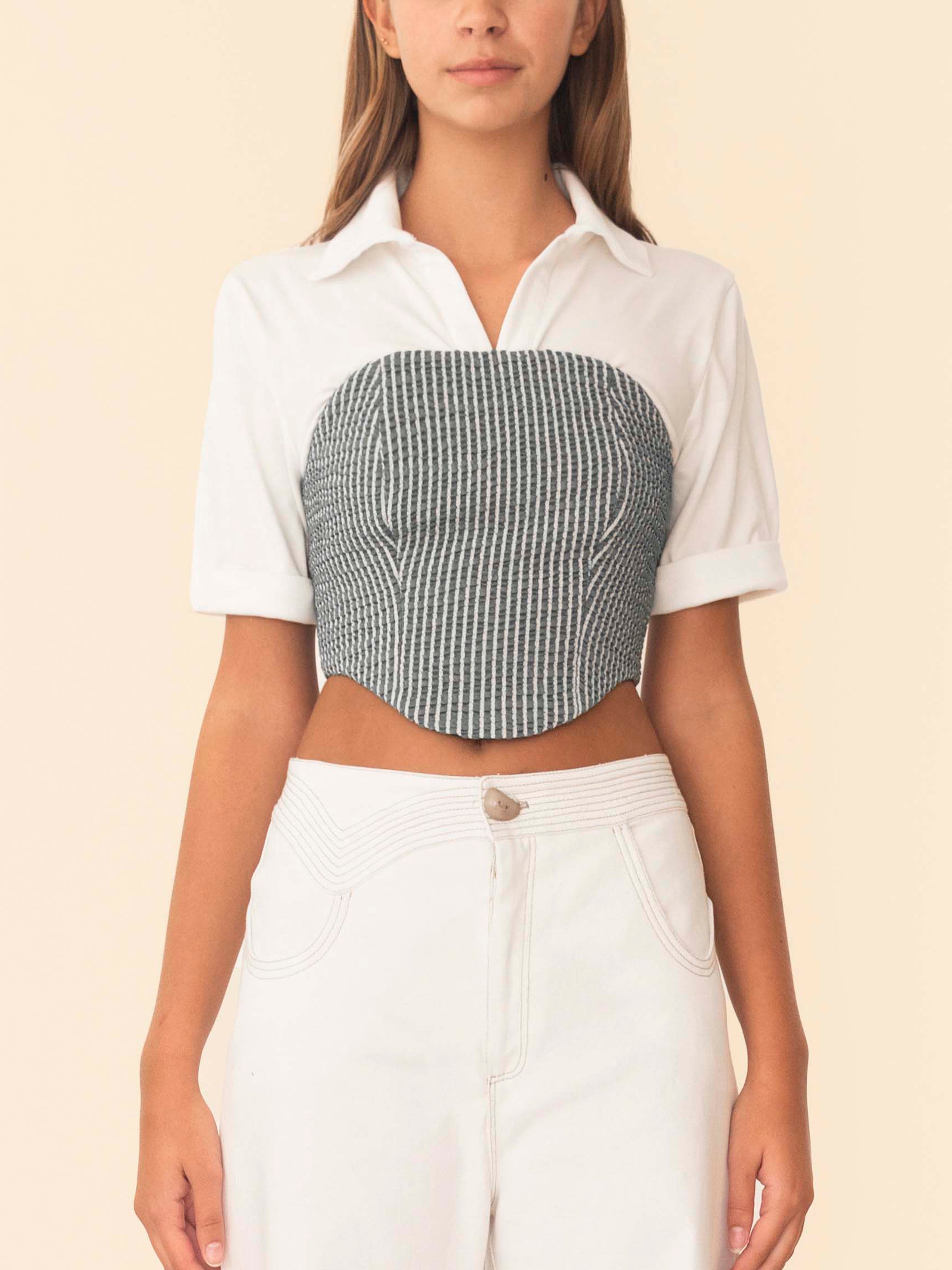 SEFINA TOP GREEN STRIPES