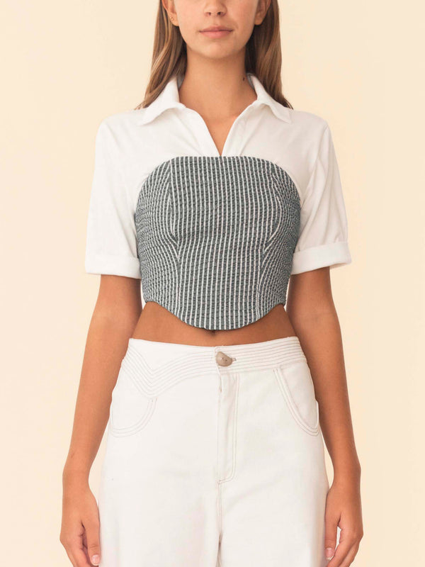 SEFINA TOP GREEN STRIPES