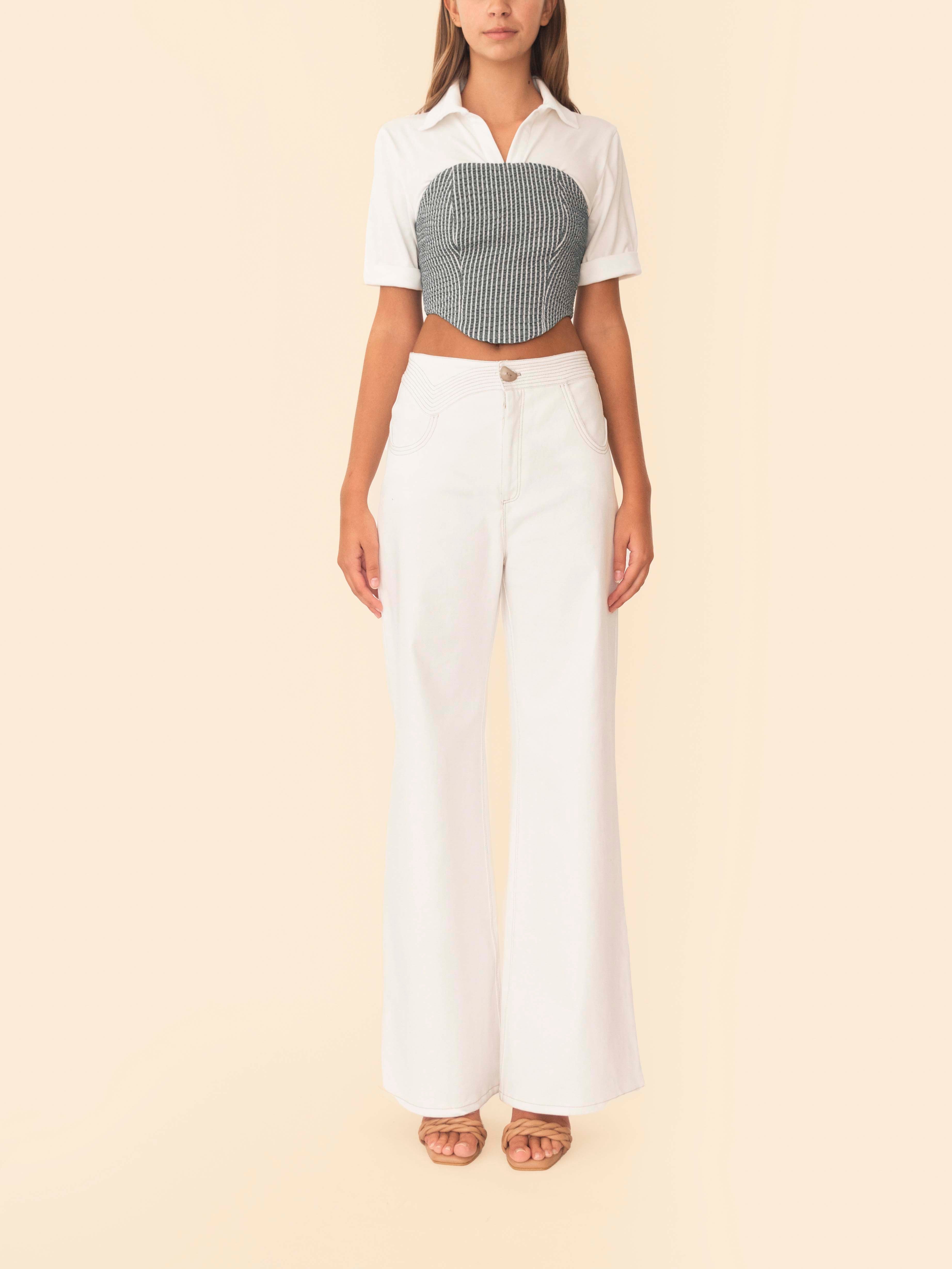 SEFINA TOP GREEN STRIPES