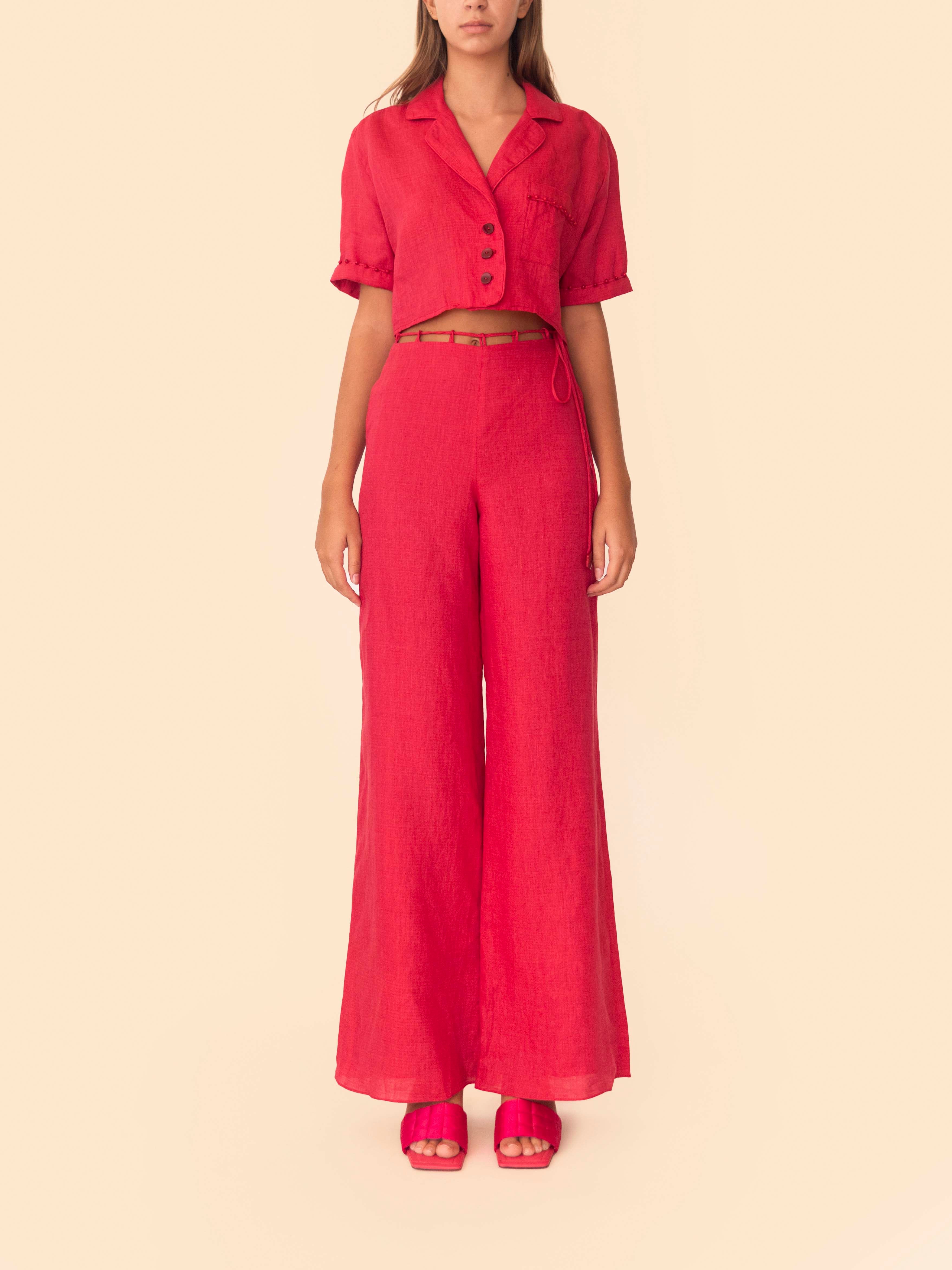 VERA PANT CHERRY RED