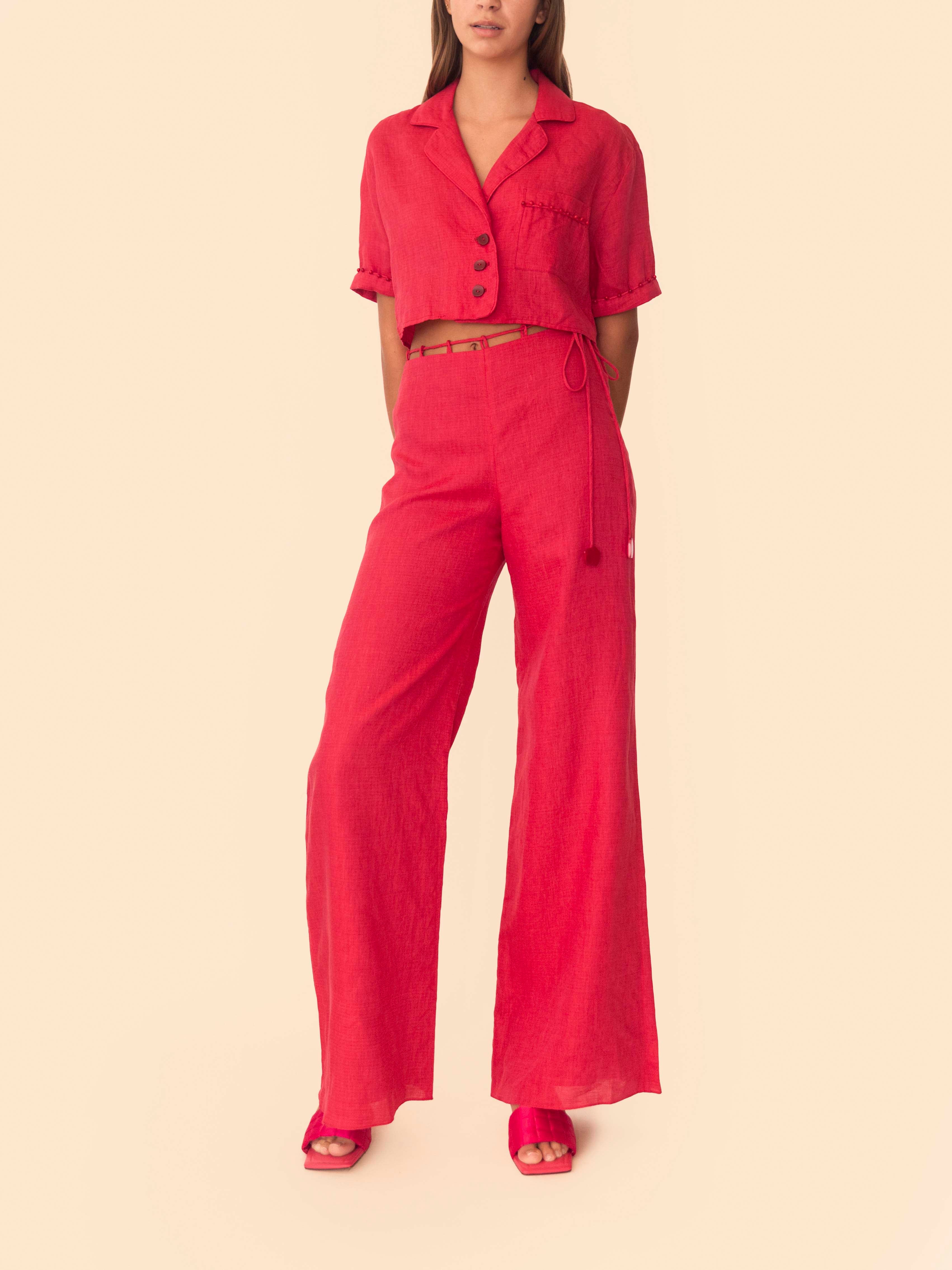VERA PANT CHERRY RED