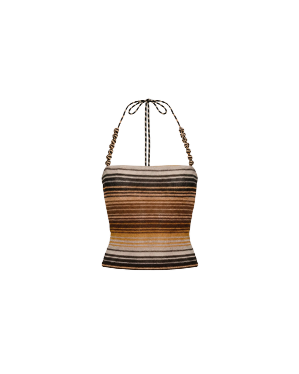 SURI TOP BROWN MULTI STRIPE