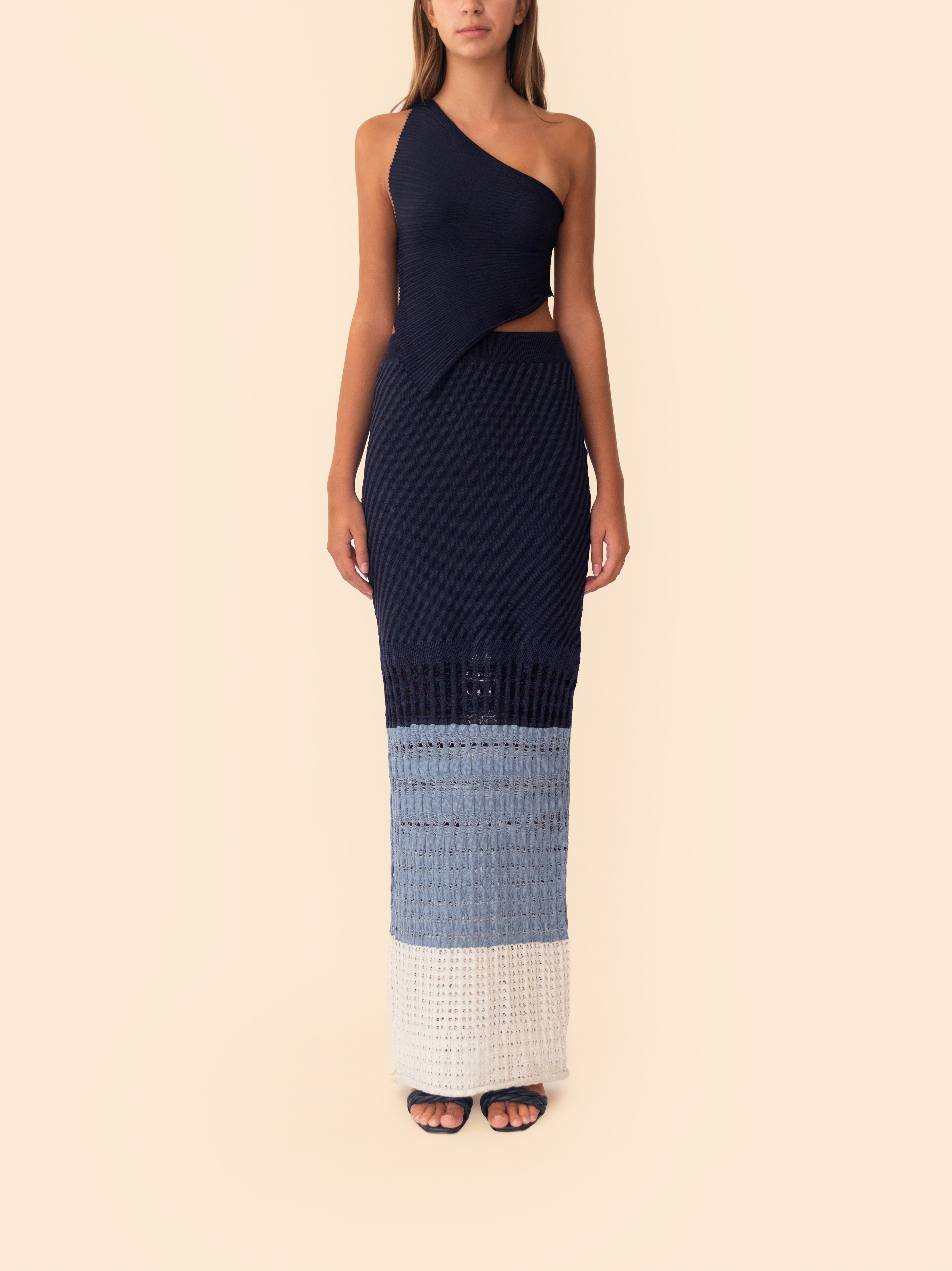 TOPANGA SKIRT (COQUINA) BLUE STRIPES