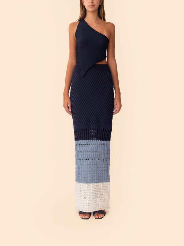 TOPANGA SKIRT (COQUINA) BLUE STRIPES