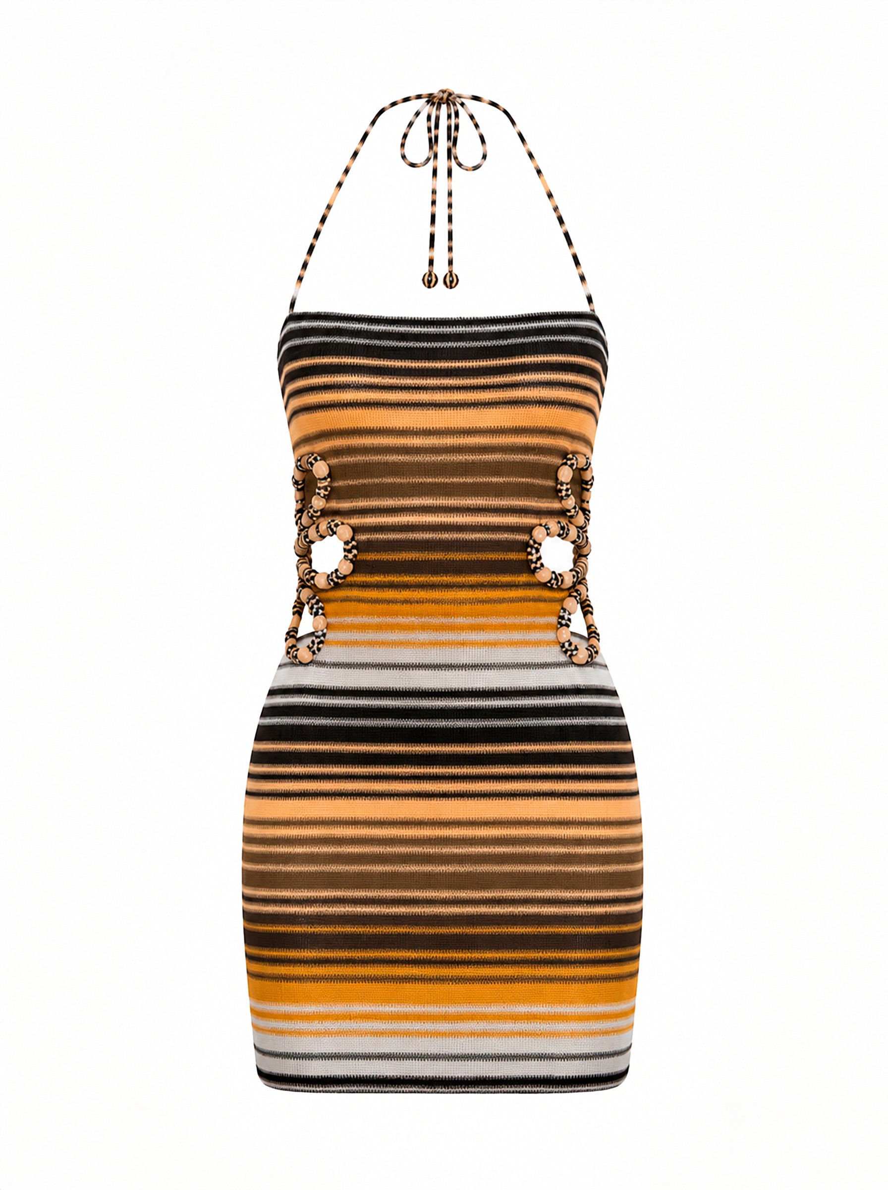 ROSITA DRESS BROWN MULTI STRIPE