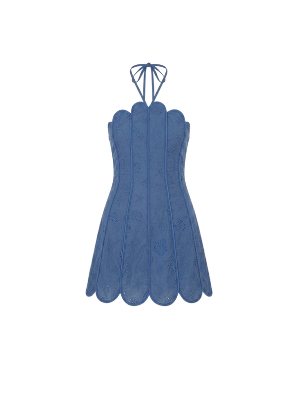 LENNY DRESS DEEP SEA BLUE SEASHELLS