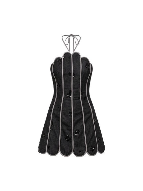 LENNY DRESS DARK BLACK DENIM