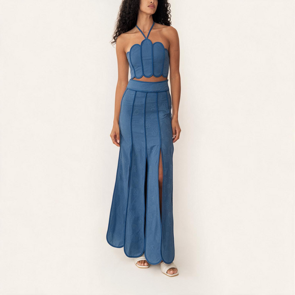 CETINA SKIRT DEEP SEA BLUE SEASHELLS
