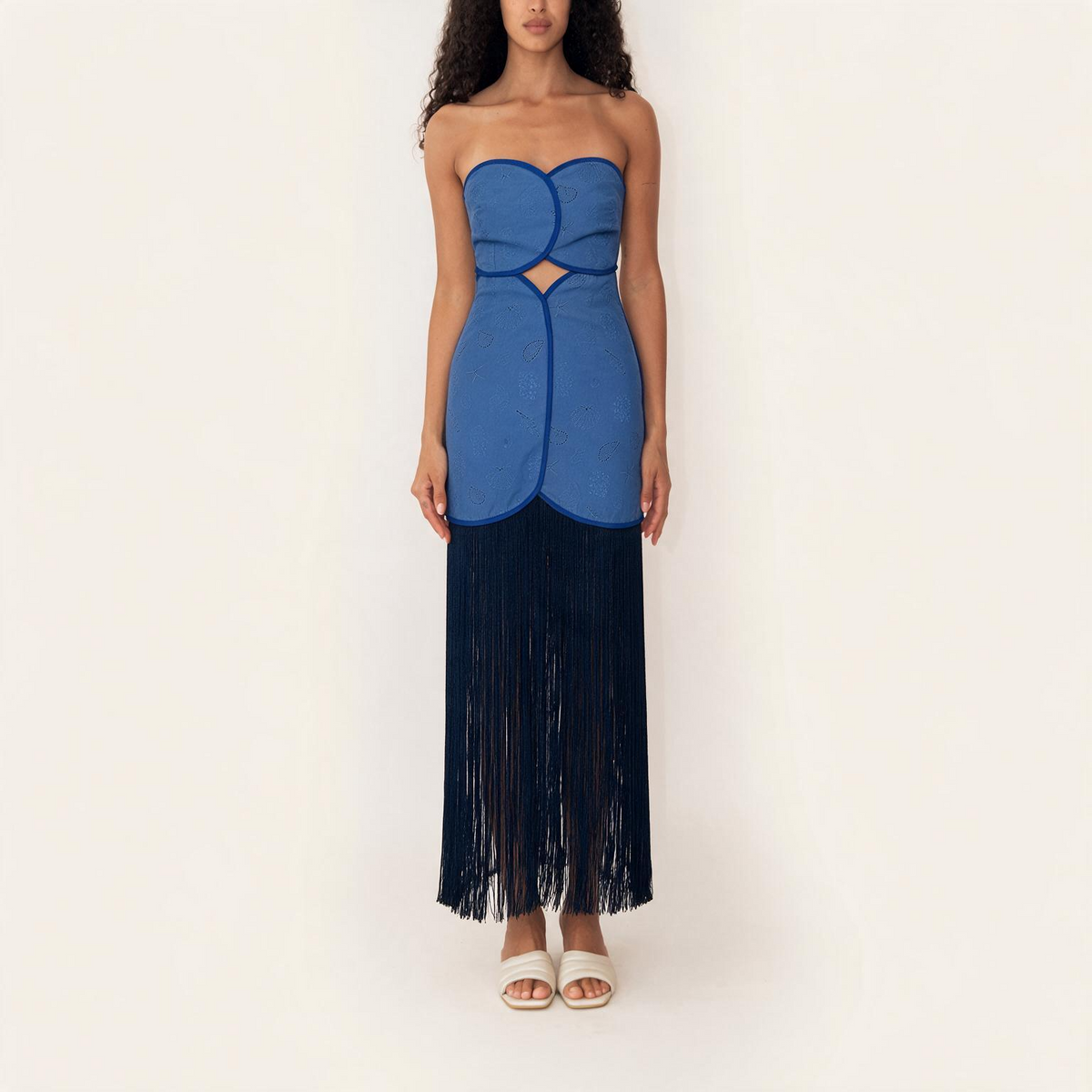 JOAQUINA DRESS DEEP SEA BLUE SEASHELLS