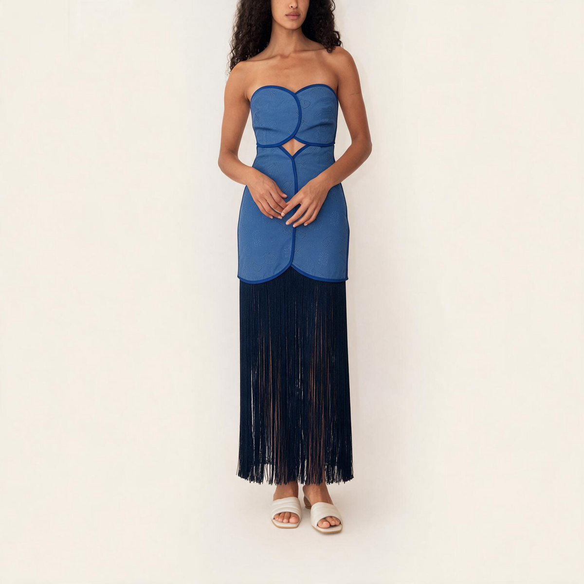 JOAQUINA DRESS DEEP SEA BLUE SEASHELLS
