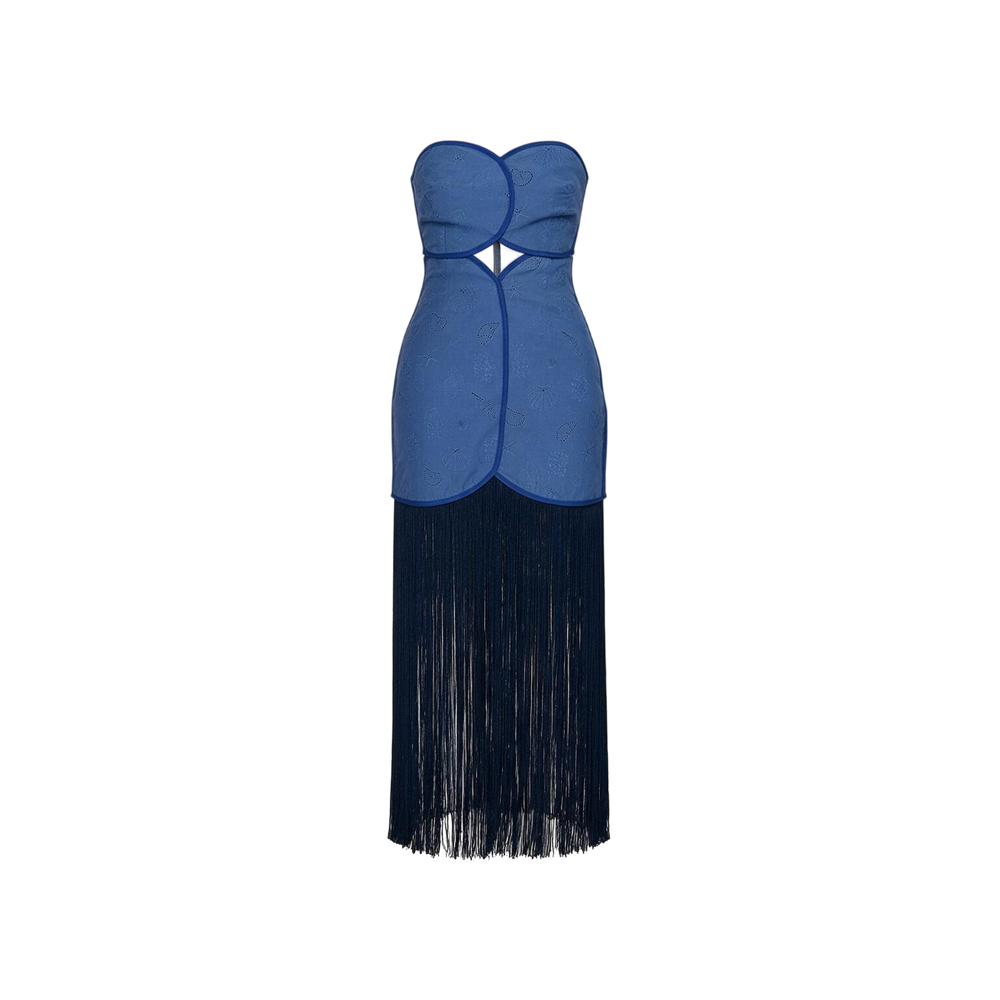 JOAQUINA DRESS DEEP SEA BLUE SEASHELLS