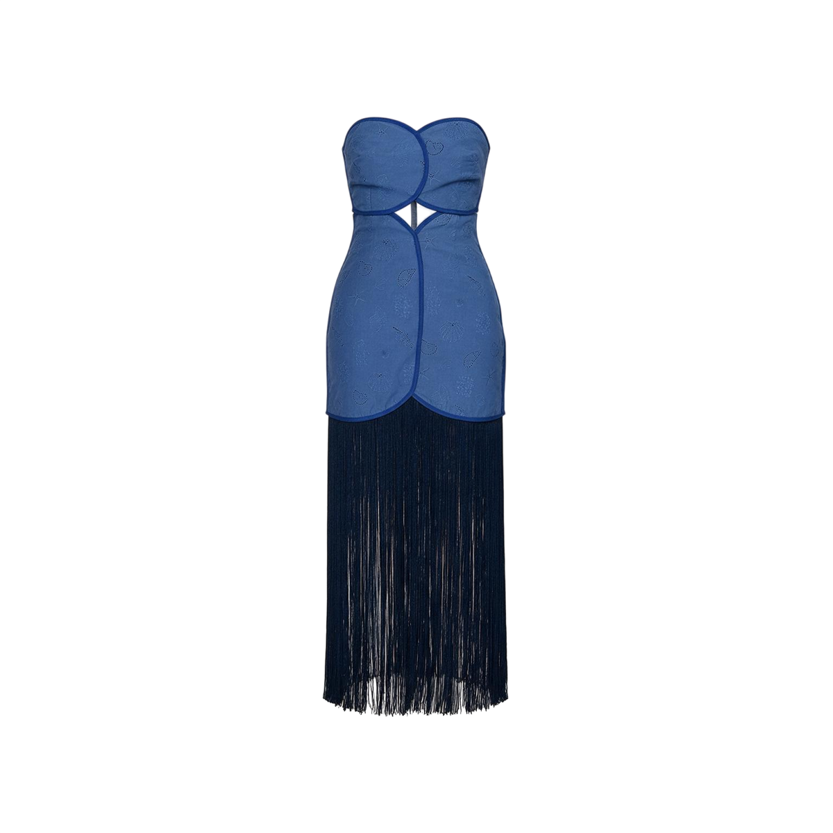 JOAQUINA DRESS DEEP SEA BLUE SEASHELLS
