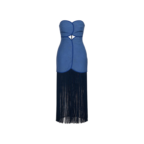 JOAQUINA DRESS DEEP SEA BLUE SEASHELLS