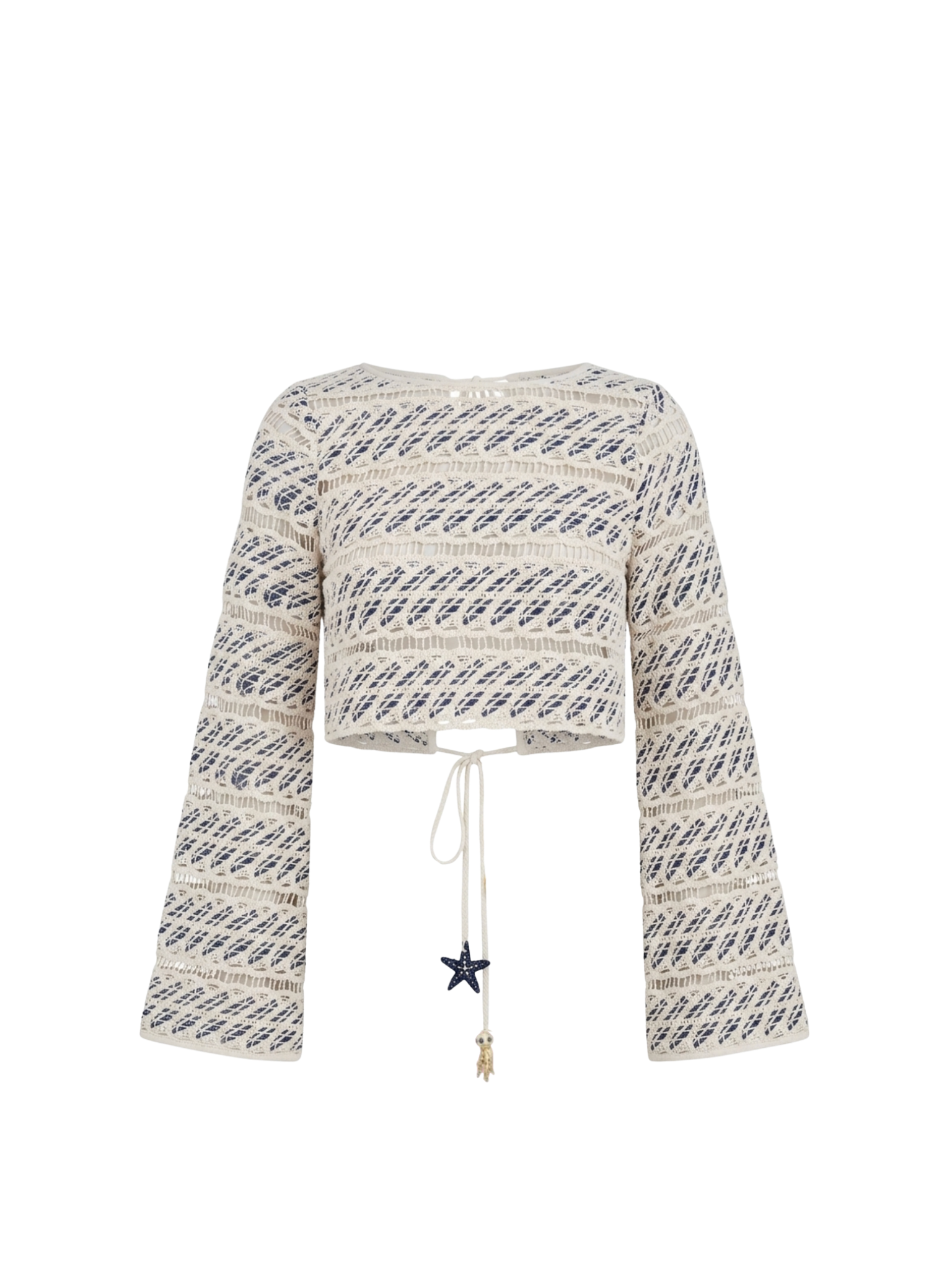 NICO TOP NAVY BACKGROUD WITH ECRU THREAD
