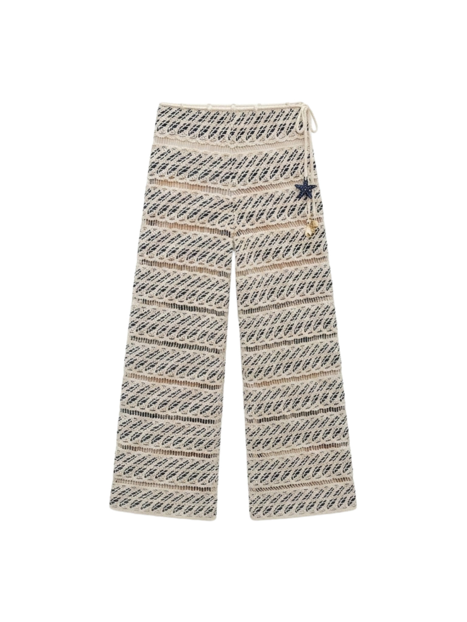 VERA PANT NAVY BACKGROUD WITH ECRU THREAD