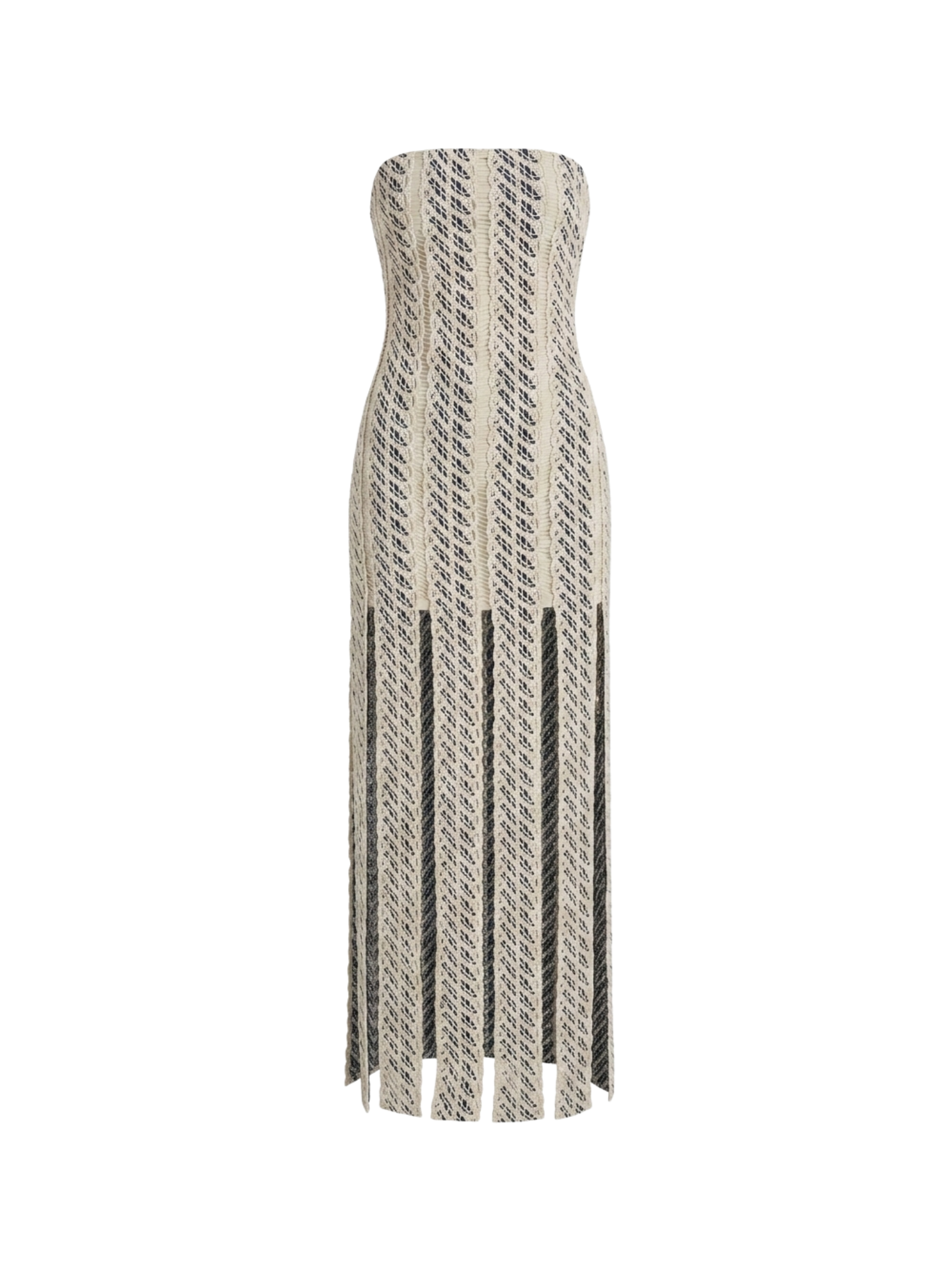 VIRGINIA DRESS NAVY BACKGROUD WITH ECRU THREAD